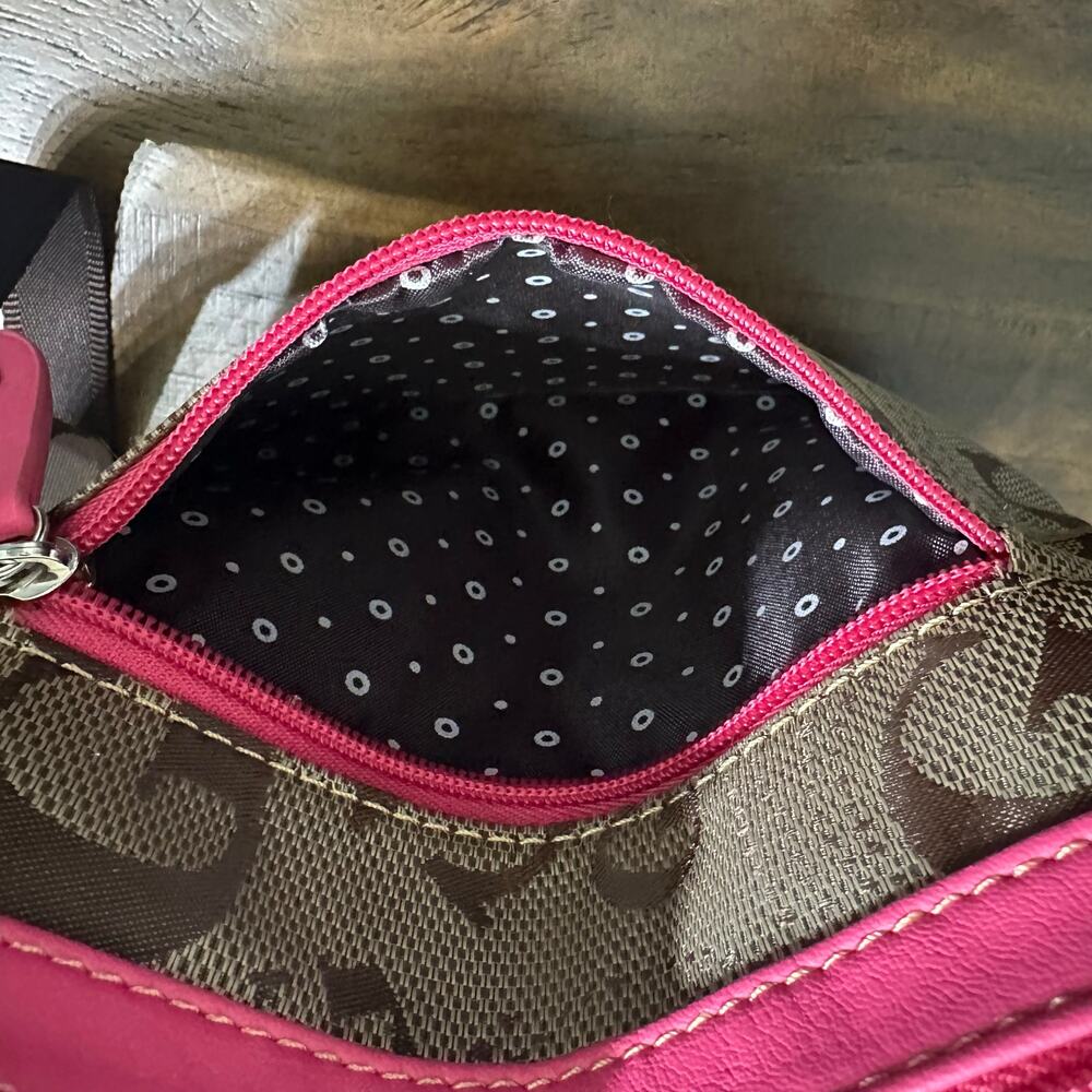 Guess Pink Studded Monogram Crossbody Bag Y2K Small Purse - Picture 7 of 8